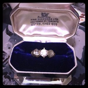Gold filled gold plt crystal engagement ring 925 Sterling